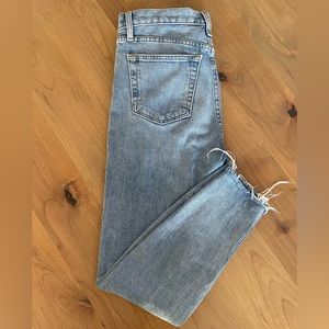 Re/Done High-Rise Ankle Fray Jeans